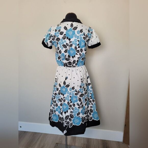Vintage Jodi California A-Line Dress Floral Pinup 50s Retro Milkmaid Size Small - Picture 14 of 16